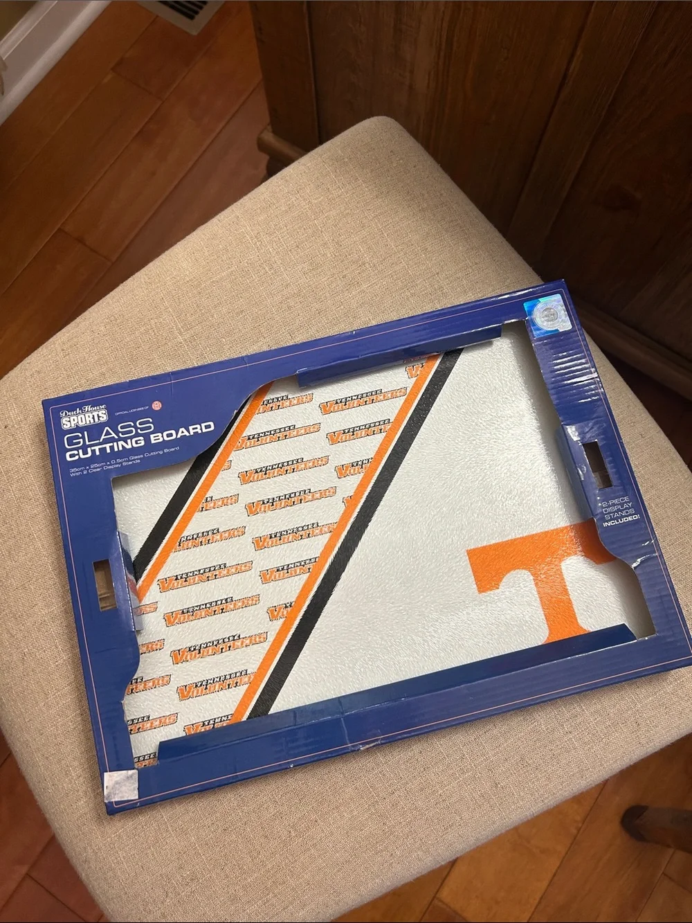 Glass Cutting Board with University of Tennessee Orange 'T' Design